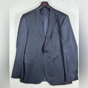 Hugo Boss 42R Recent Dark Navy Woven Wool Ticket Pocket Blazer Sport Coat